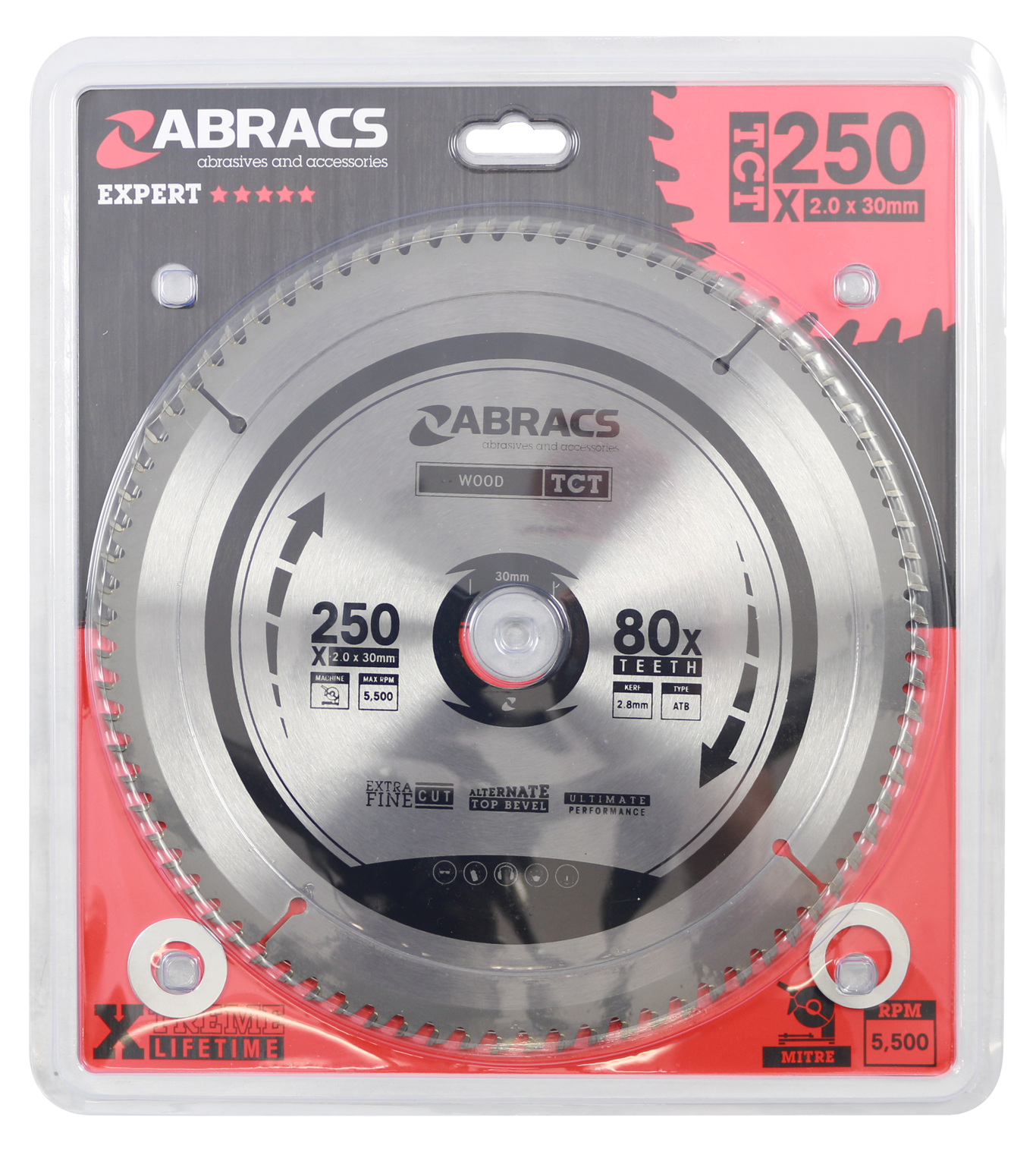 Abracs Replacement wood cutting mitre saw blade TCT25080