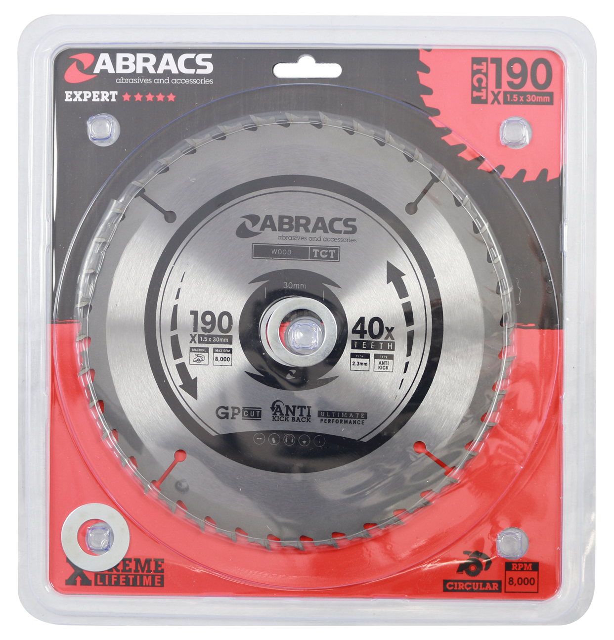 Abracs Replacement wood cutting circular saw blade TCT19040