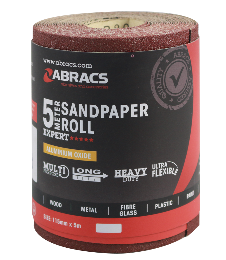 Abracs General Purpose Sandpaper Roll 115mm x 5M x 80G ABS11505080