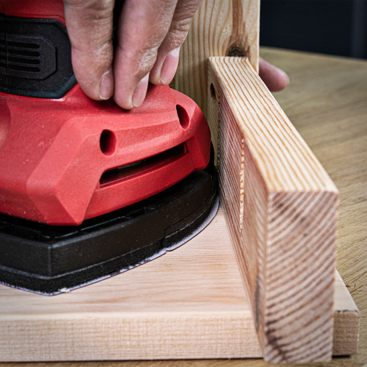 Detail Sander Applications Include flat areas, sanding into corners, removal of old finishes, rust removal and metal finishing, heavy stock removal and primary preparation work