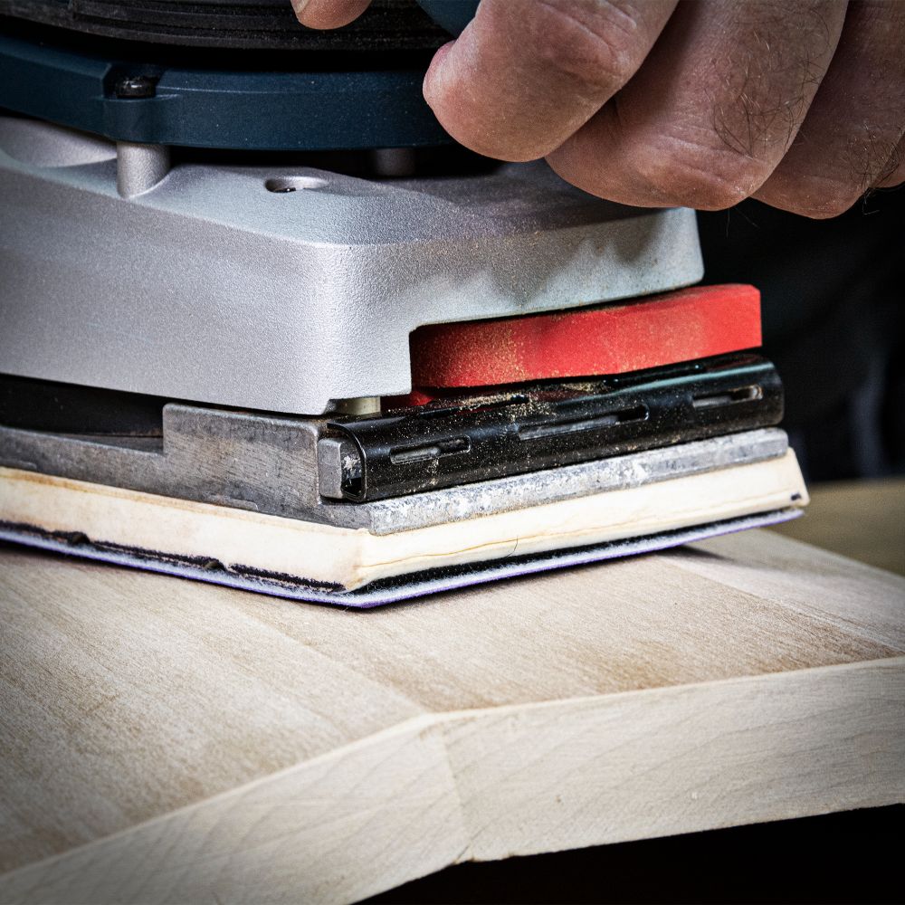 1/3rd Sheet Applications Include Sanding on wide flat surfaces, joinery, floors, removal of old finishes, rust removal and metal finishing, shaping and primary preparation work