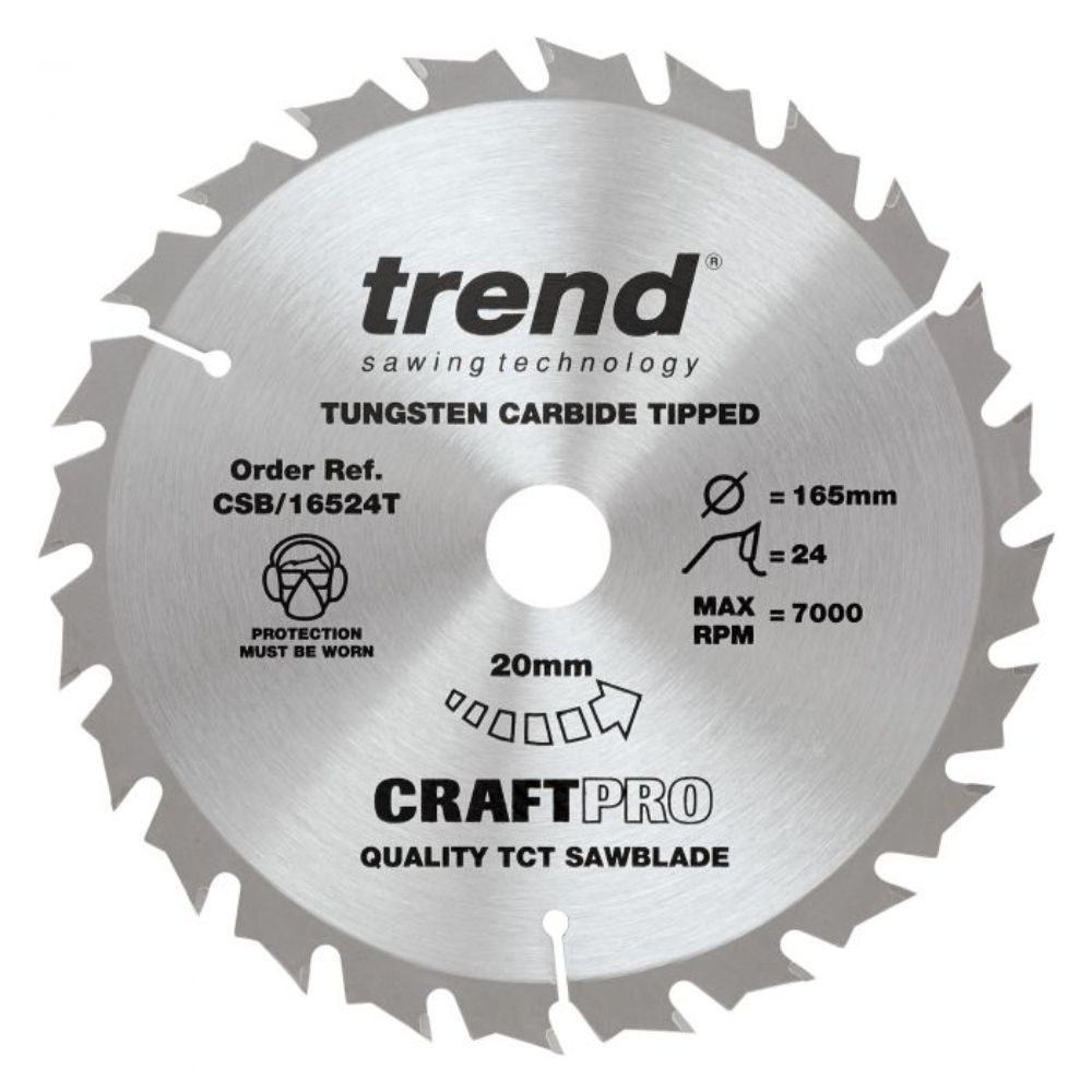 Trend Craftpro Combination Thin Kerf Circular Saw Blade 165MM X 24T X 20MM