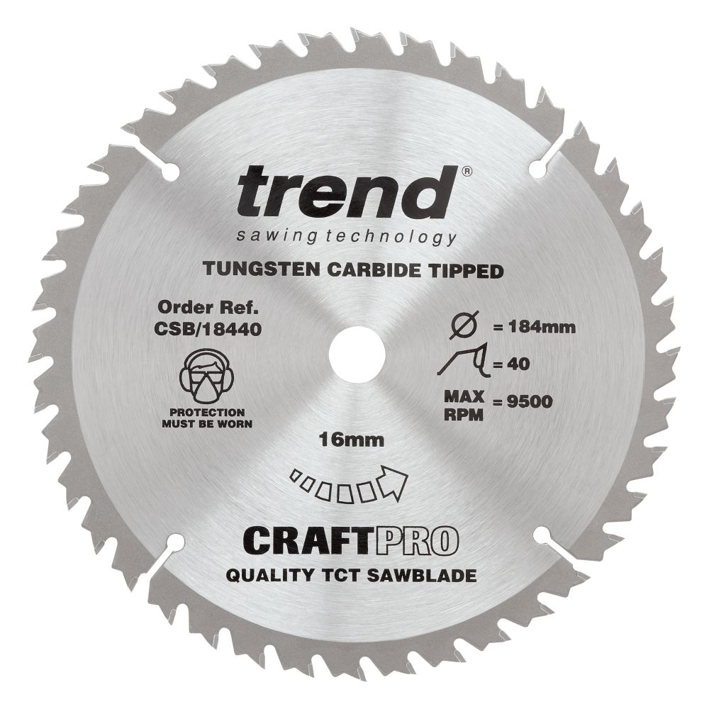 Trend Craftpro Wood Circular Saw Blade 184MM X 40T X 16MM CSB/18440