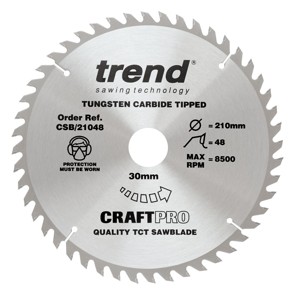 Trend Craftpro Wood Circular Saw & Table Saw Blade 210MM X 48T X 30MM CSB/21048