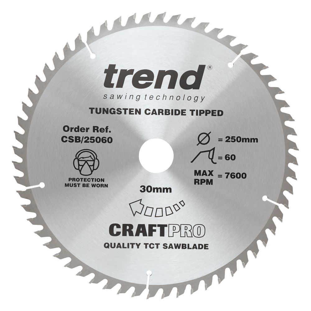 Trend CraftPro Wood Circular Saw Blade 250MM X 60T X 30MM CSB/25060