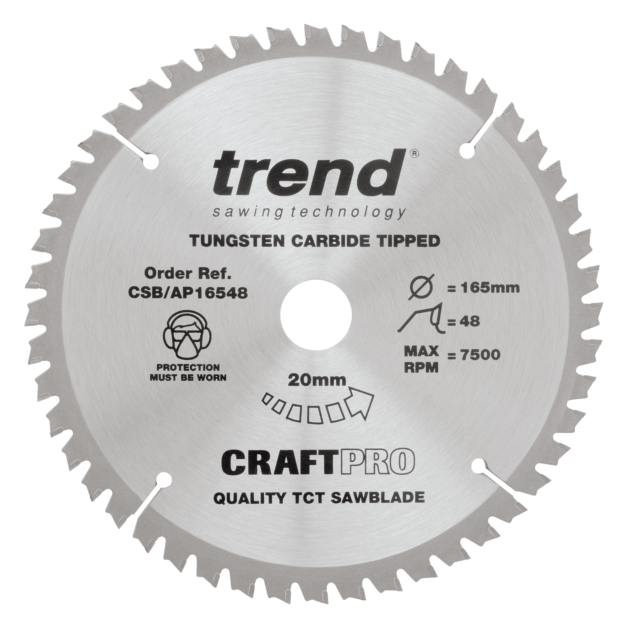 Trend CraftPro Aluminium Plunge Saw Blade 165MM X 48T X 20MM CSB/AP16548