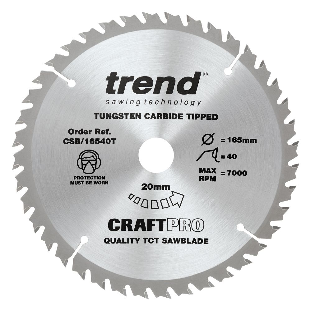 165mm Plunge Saw Blades 40 teeth and 20mm Bore