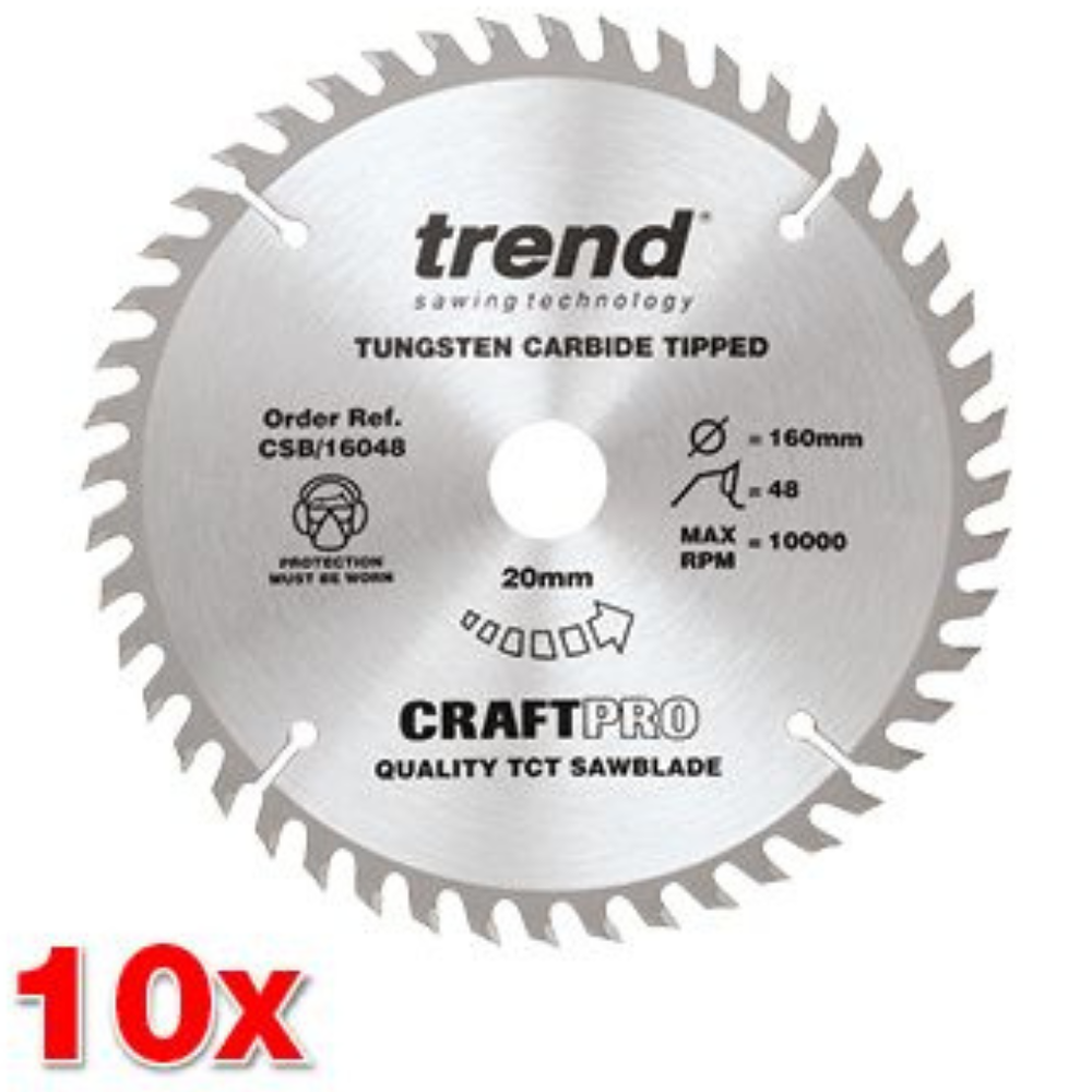 Trend Craftpro 10 Pack Wood Circular Saw Blade 160MM X 48T X 20MM