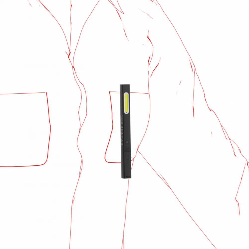 Compact, rechargeable test light with two light sources for wide-area (flood) or spot illumination