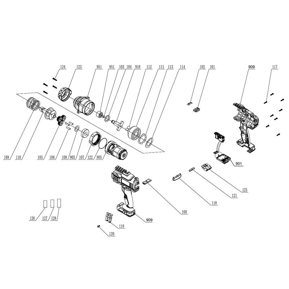 diagram of Einhell 18V Power X-Change Cordless Impact Wrench IMPAXXO 18/400