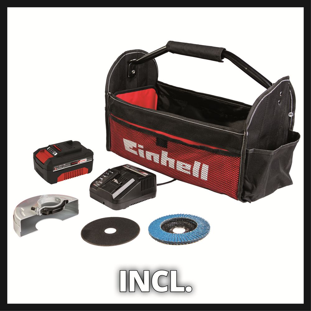 Einhell bag for storage comes with the angle grinder