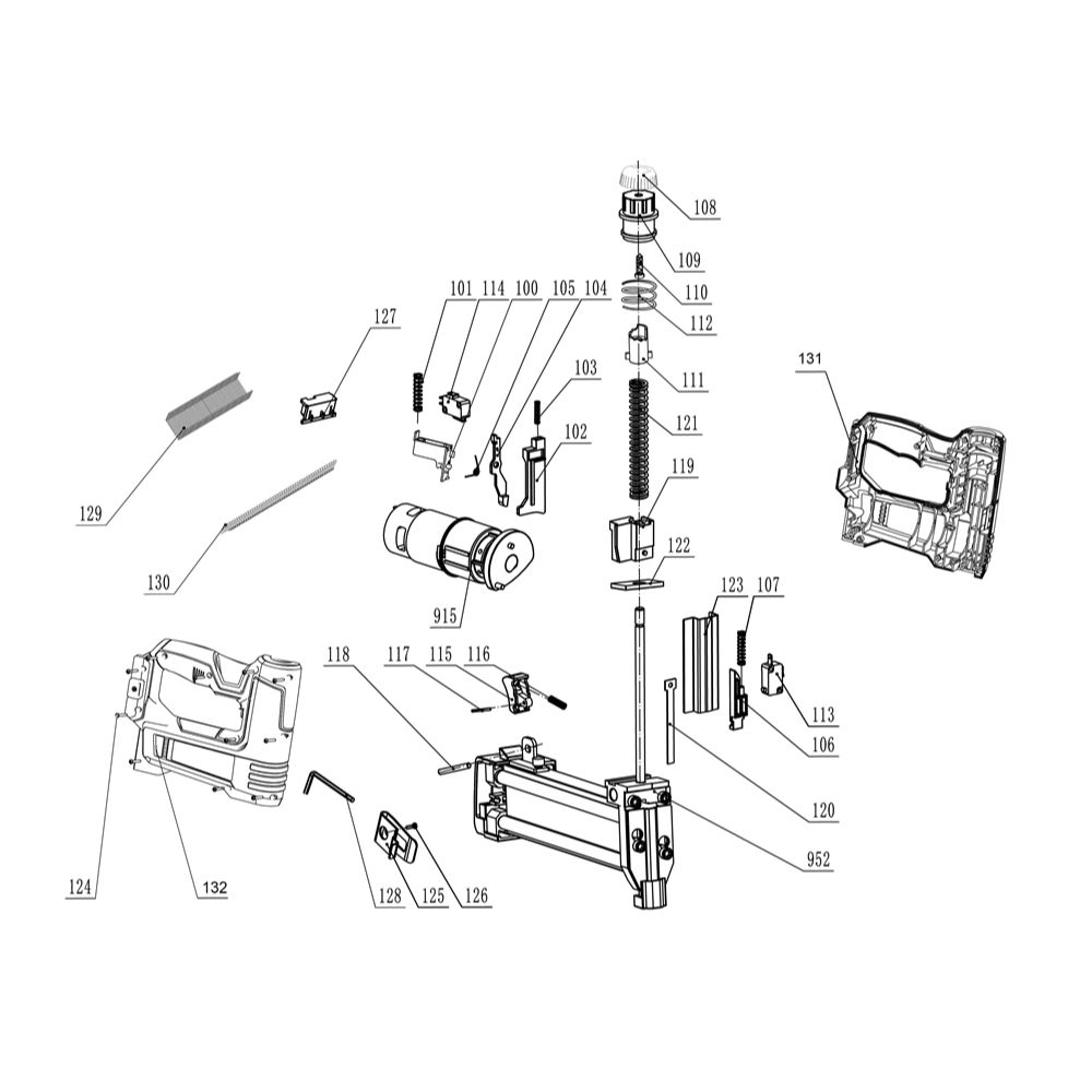 Diagram of Einhell 18v Power X-Change Stapler Nailer 4257790