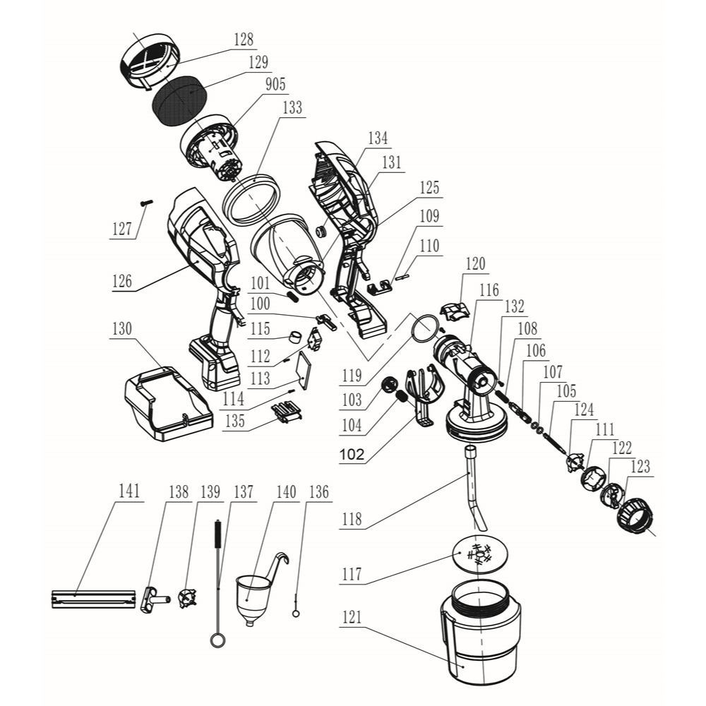 components of Einhell Cordless Spray Gun 4260025