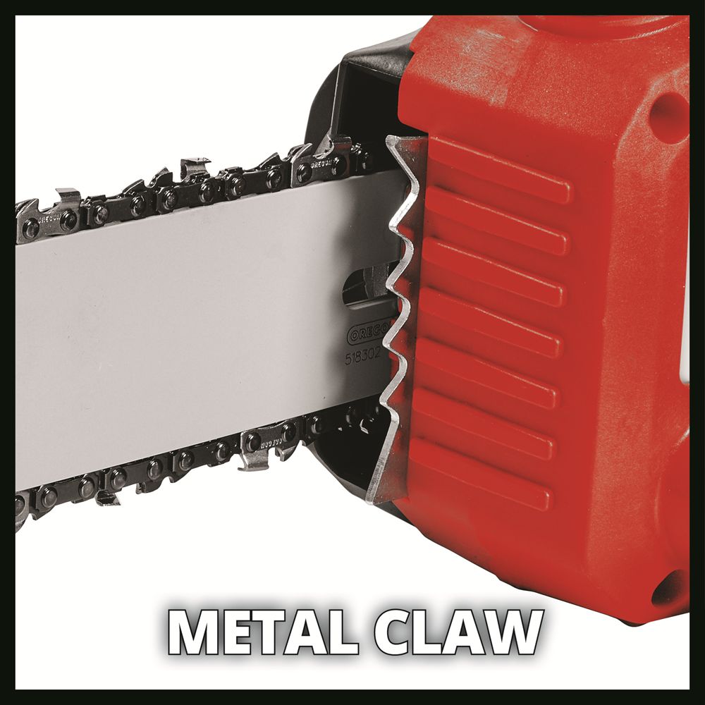 safety there is a claw stop made of metal, kickback protection, instant-reaction chain brake and a chain catch bolt