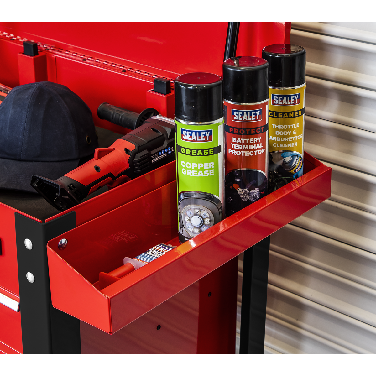 Sealey tool & spray can storage