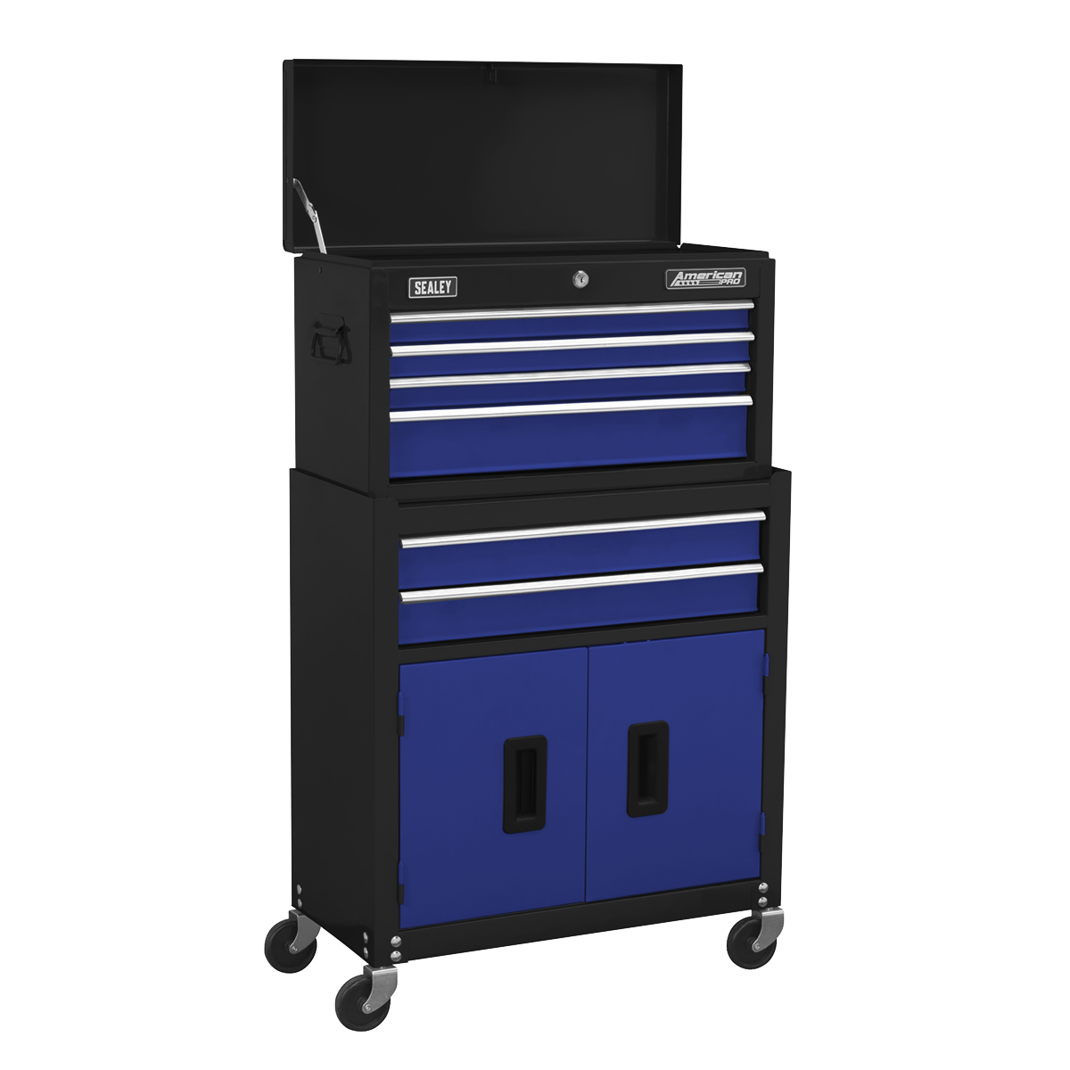 AP22B- Topchest & Rollcab Combination 6 Drawer with Ball-Bearing Slides - Blue/Black