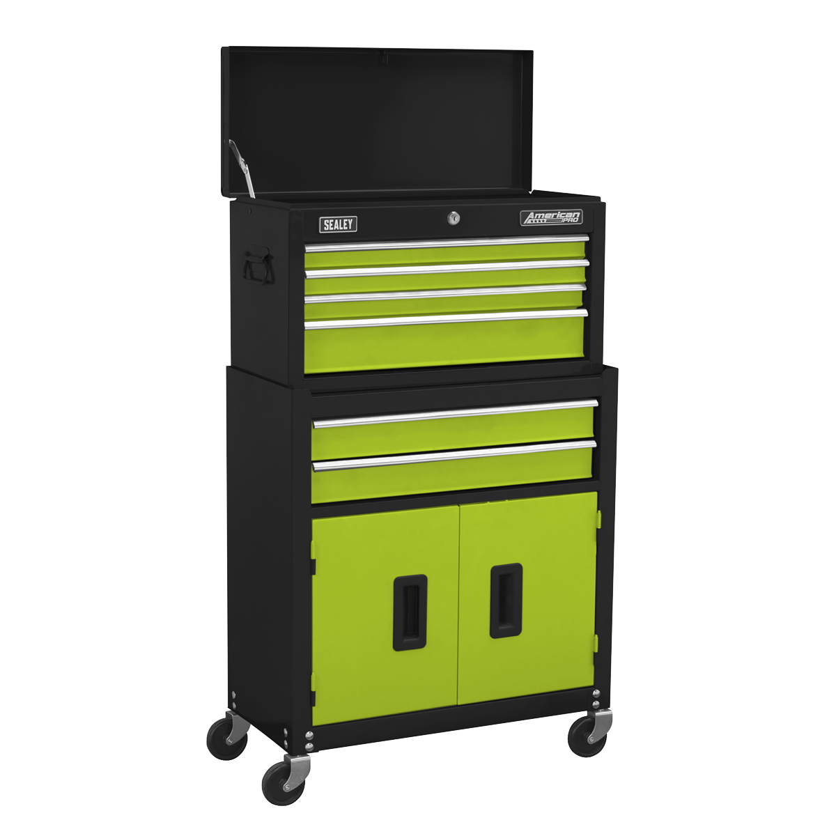 AP22HVG- Topchest & Rollcab Combination 6 Drawer with Ball-Bearing Slides - Green/Black
