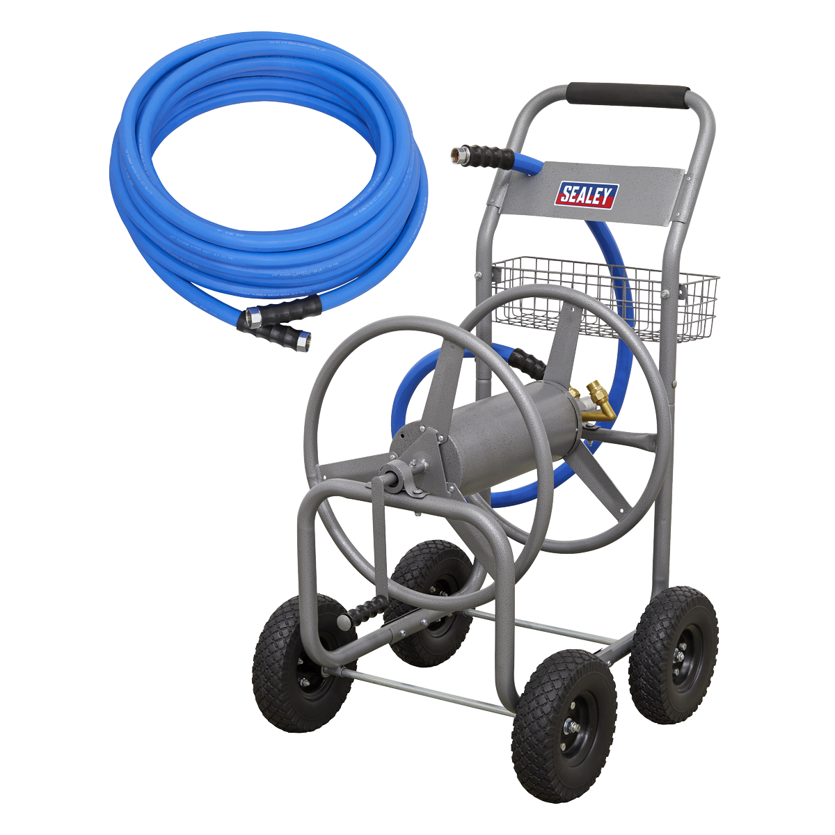 Sealey Heavy-Duty Hose Reel Cart with 5m Heavy-Duty Ø19mm Hot & Cold Rubber Water Hose HRKIT5