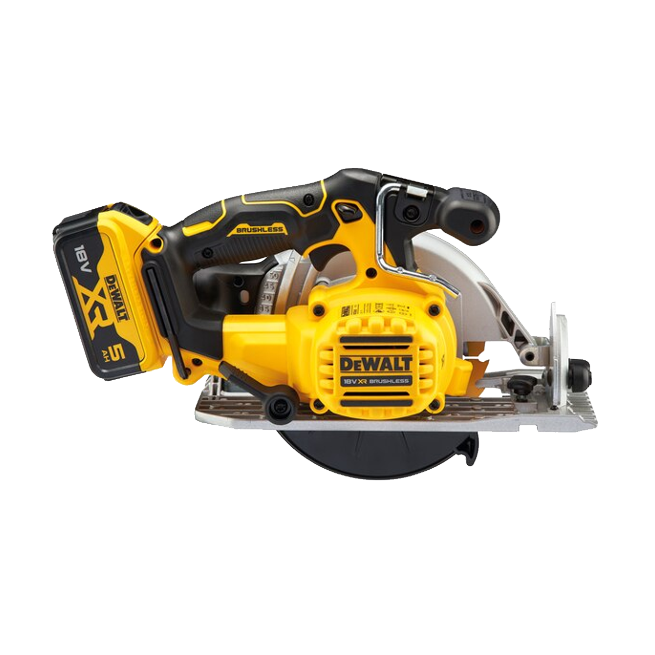 Circular saw DCS565 has direct compatibility with DEWALT AirLock system for easy, secure connection to extraction hose