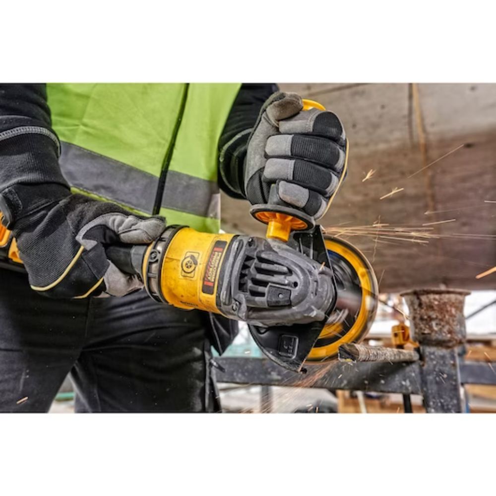 DeWalt angle grinder with Kickback Brake and the Anti-Rotation E-CLUTCH System