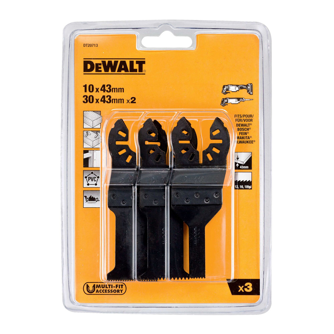 DeWalt Multi-Tool Oscillating Blade 3 Piece Set DT20713-QZ