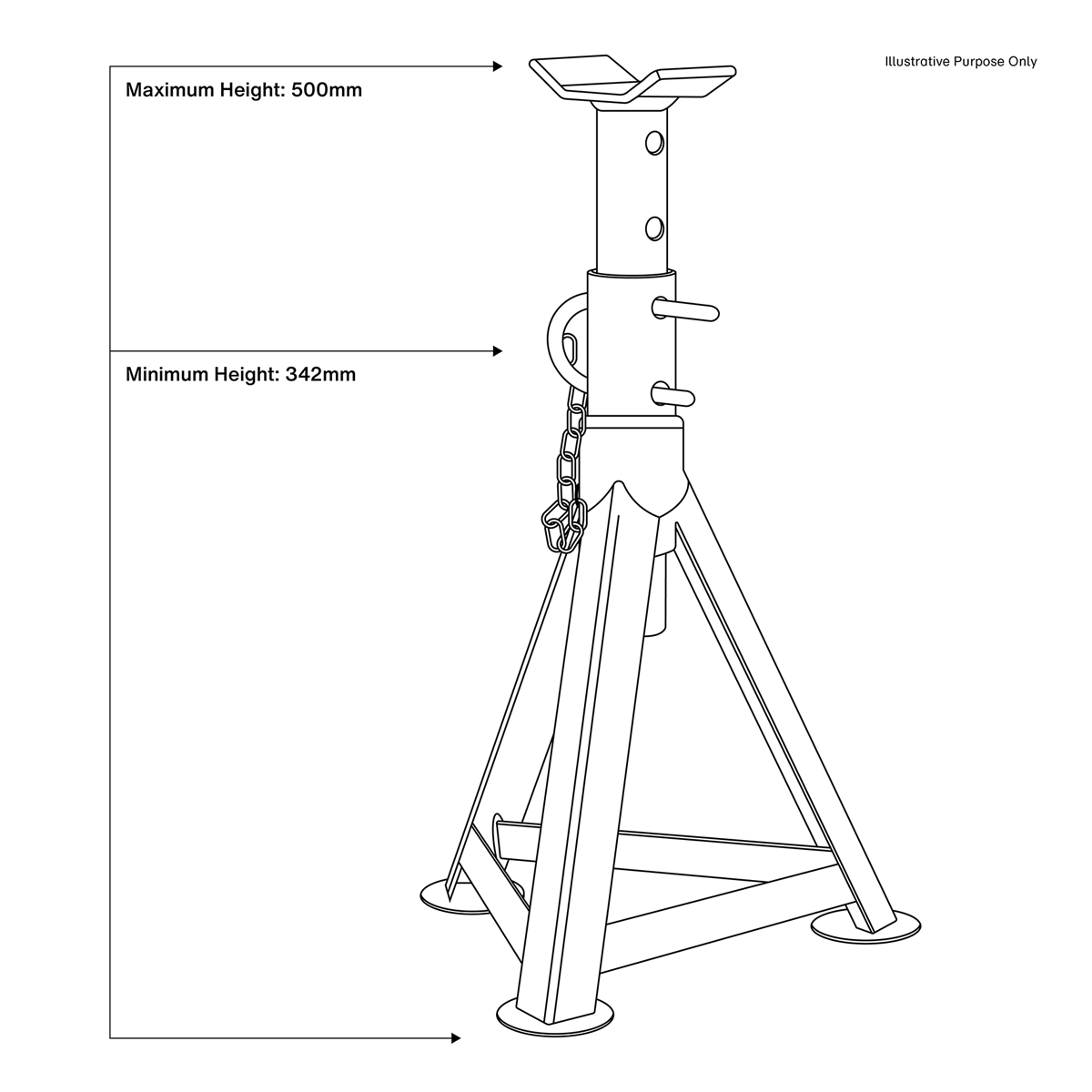 Sealey Axle Stands (Pair) 2.5 Tonne Capacity per Stand AS2500 diagram