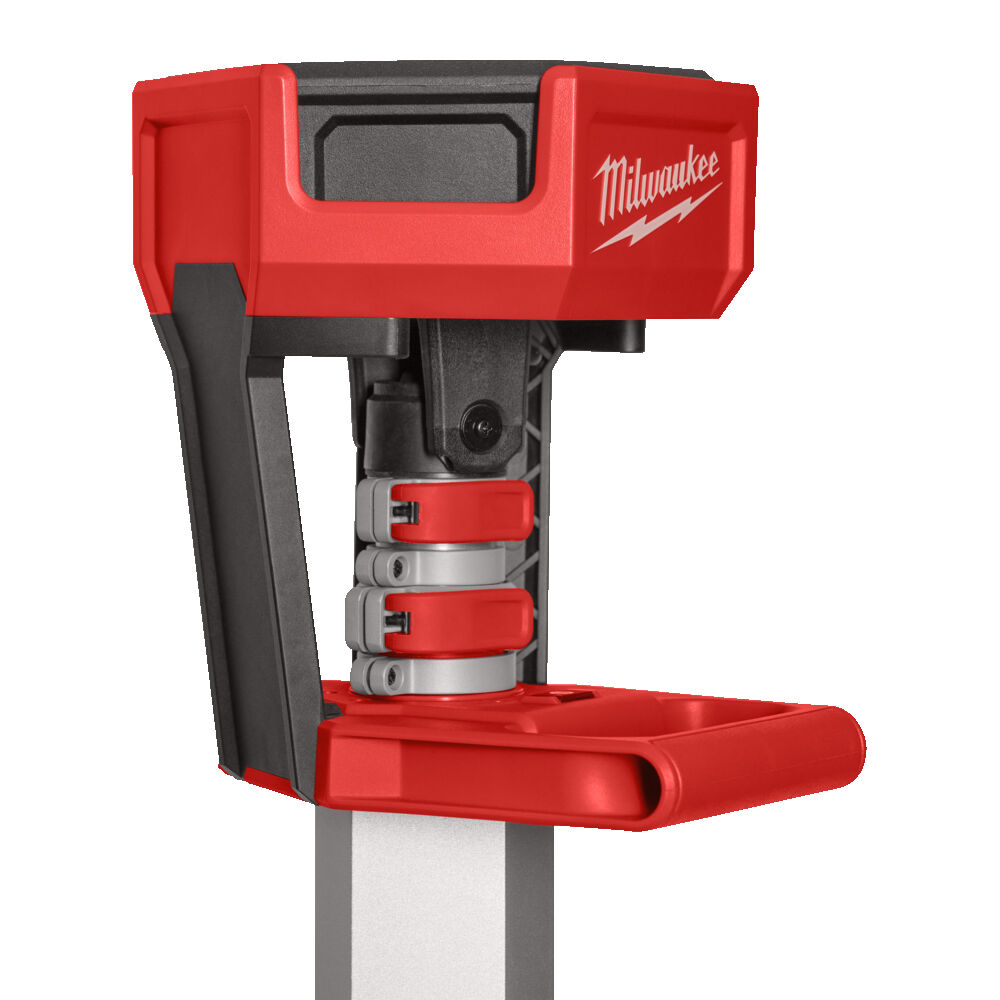 Milwaukee led tripod light with compact footprint with low centre of gravity and impact resistant reinforced nylon legs to protect against abusive jobsite conditions