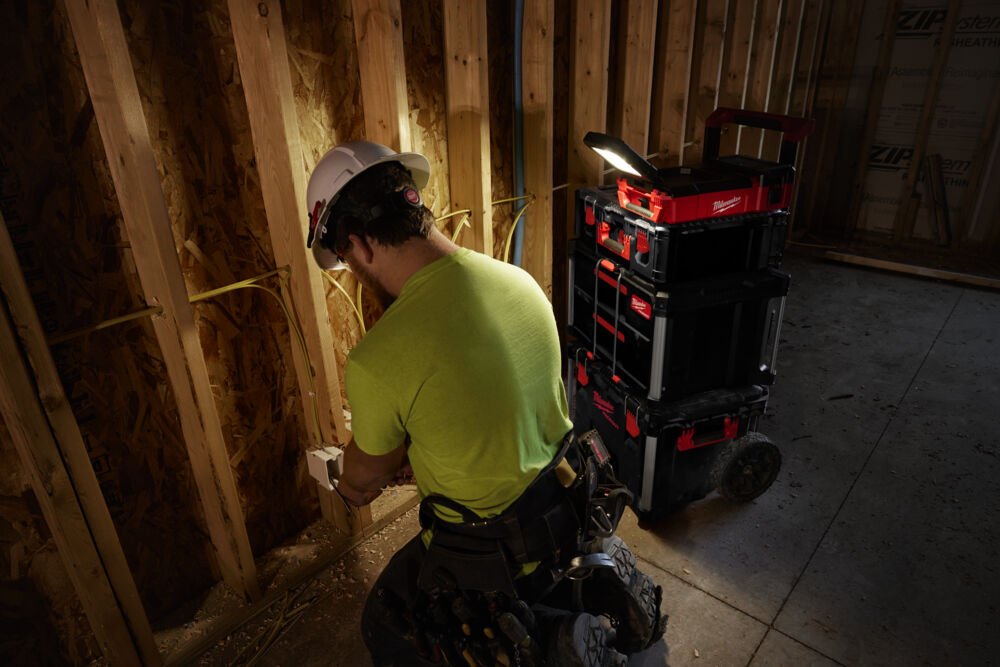 Milwaukee packout area light with storage compartment underneath