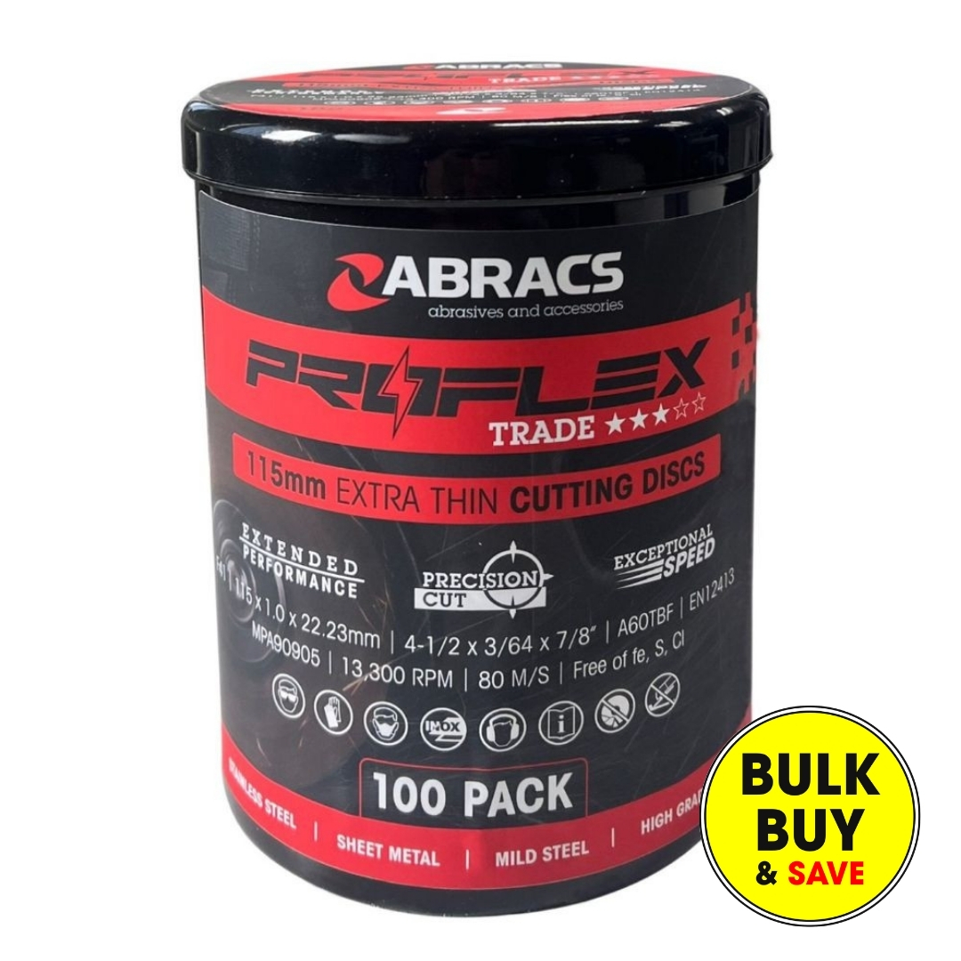Abracs Proflex Extra Thin Cutting Disc 115mm x 1.0mm INOX PFET11510FI100 Bulk Buy