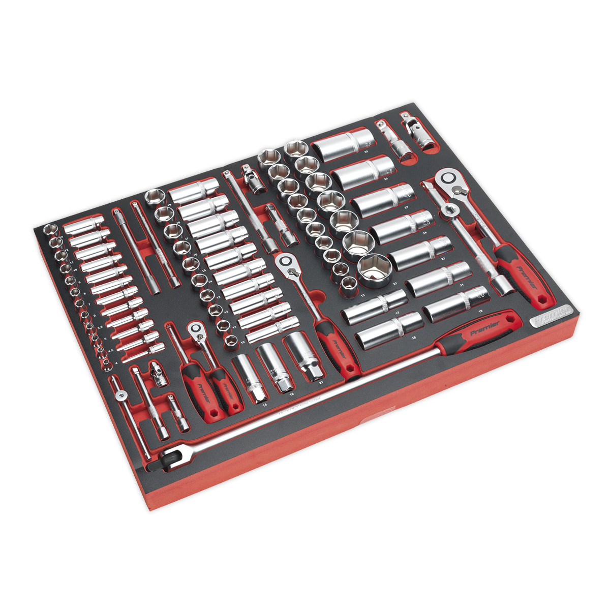 TBTP02 - Tool Tray with Socket Set 91pc 1/4", 3/8" & 1/2"Sq Drive