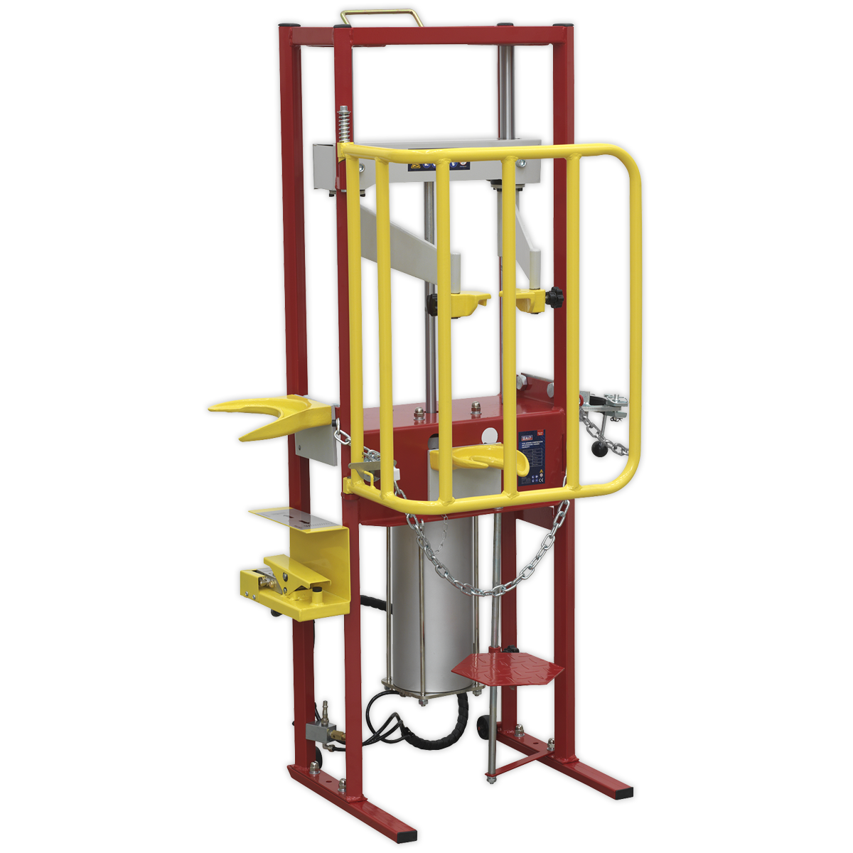 1000kg Air operated unit with safety locking guard on coil Spring Compressor