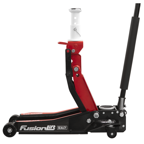 A "FUSION" OF 3 TROLLEY JACKS IN ONE – Has a lifting span which is quickly and easily adjusted, giving the advantages of low entry, high lift and super high lift trolley jack all in one.