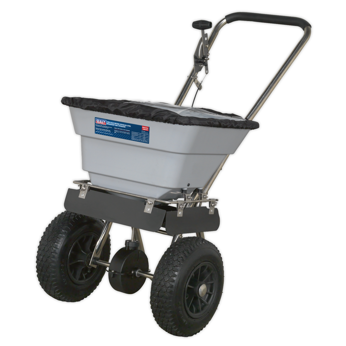 Sealey 37kg Walk Behind Stainless Steel spreader with cover