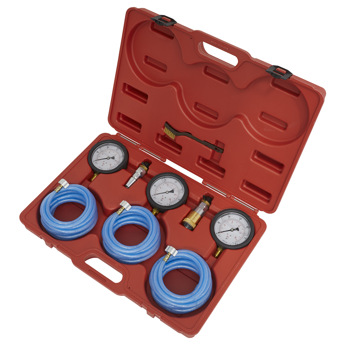 Features three large 0-20bar(0-300psi) gauges with rubber bumper.