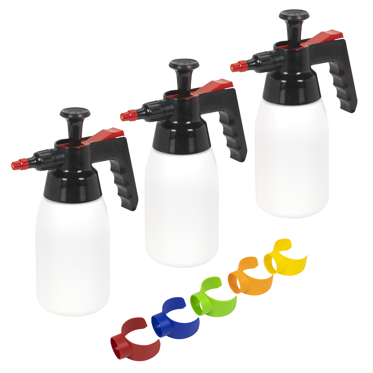 Sealey 1L Premium Pressure Solvent Sprayers & Colour-Coded Caps Combo SCSGCOMBO