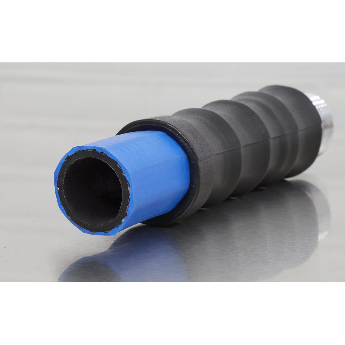 Lightweight hose constructed with high strength polyester braided reinforcement for extreme durability.