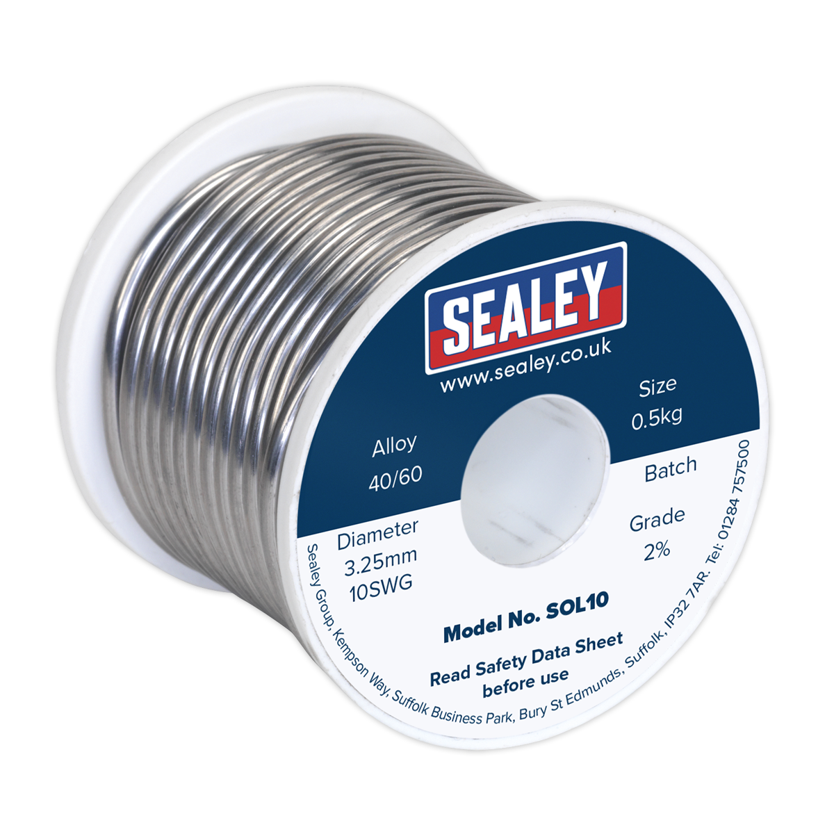 Sealey 0.5kg Solder Wire Quick Flow 3.25mm/10SWG 40/60 SOL10