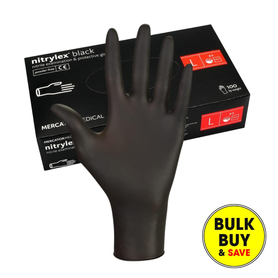 Black disposable nitrile gloves by mercator bulk buy