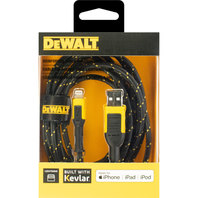 DeWalt Lightning USB 10ft Charging Cable reinforced with Kevlar fibre