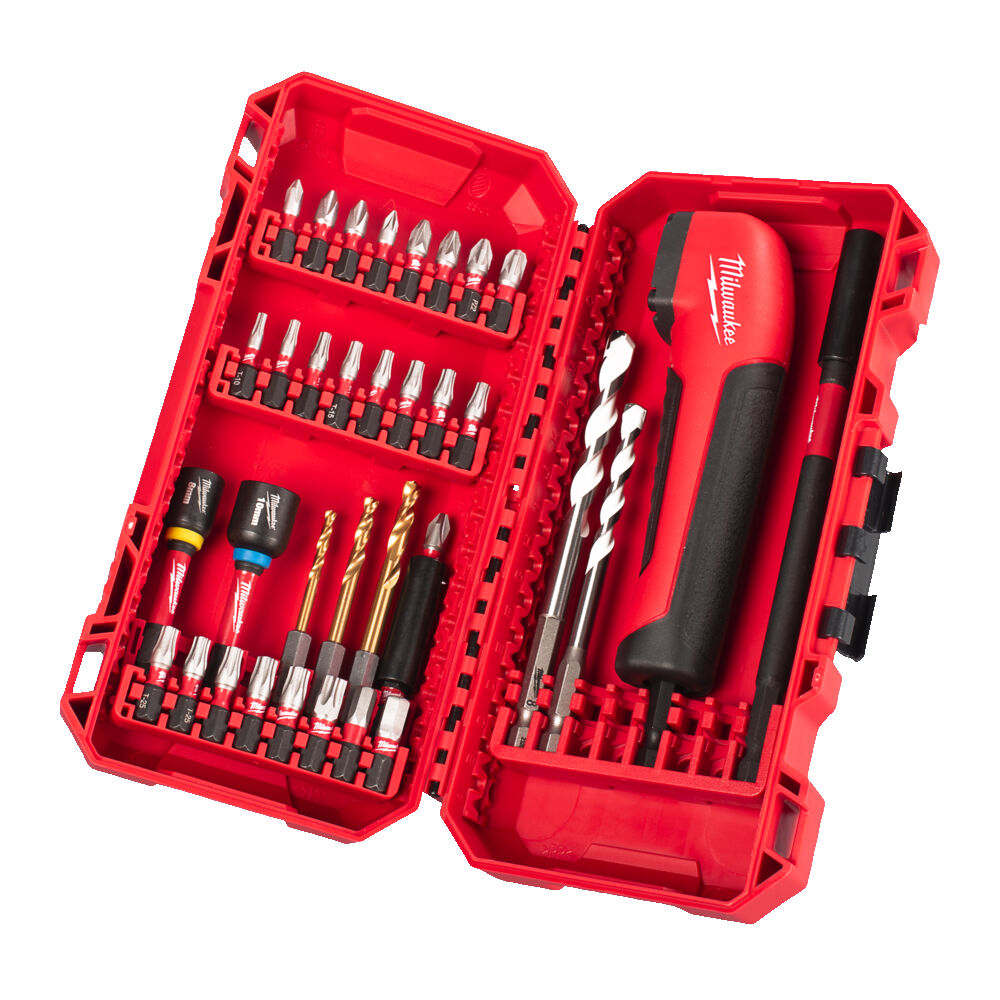Milwaukee 4932493653 35 Piece Shockwave Set with Right Angle Drill & Bits