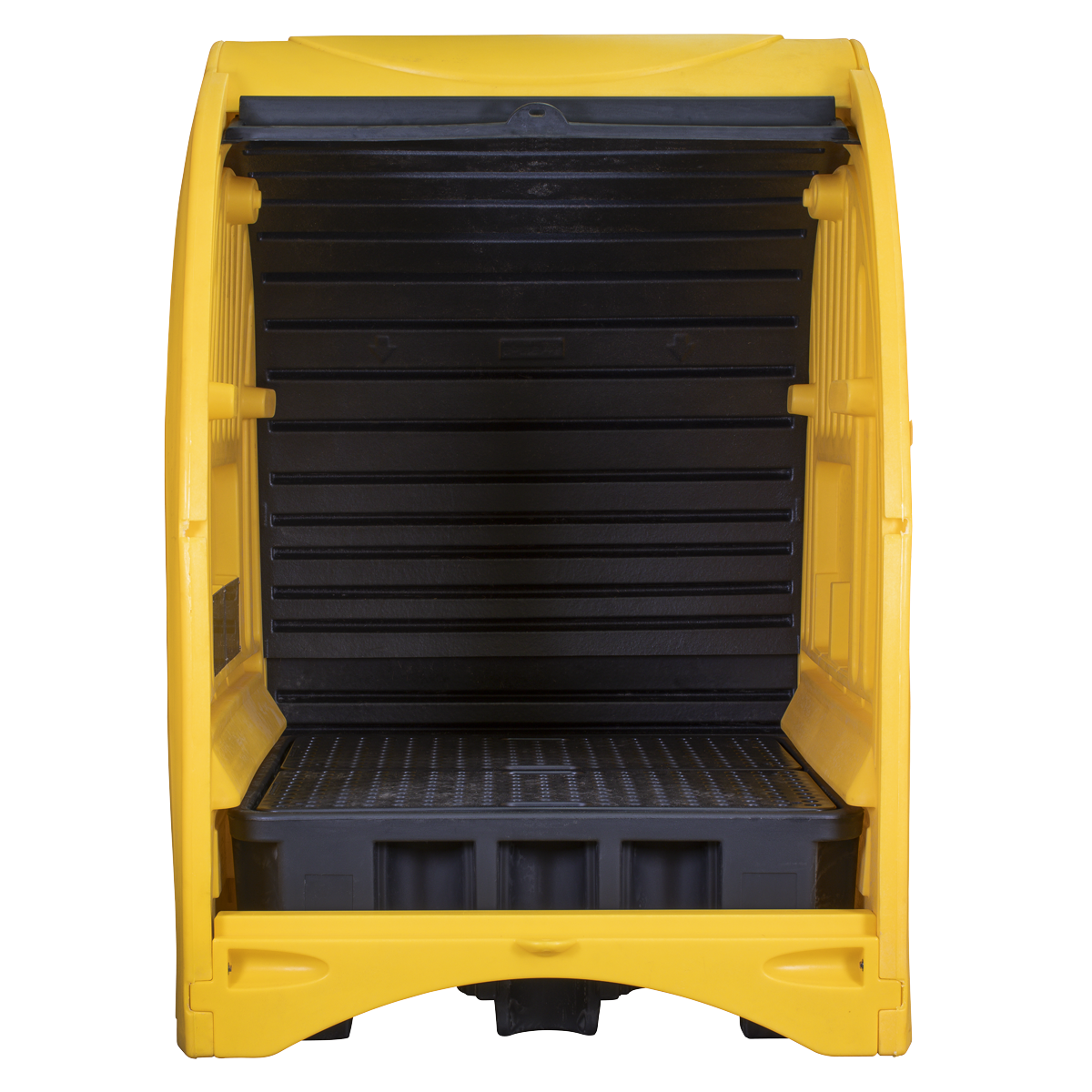 SECURE - Can be padlocked (not included). Either side entry via sliding shutters.