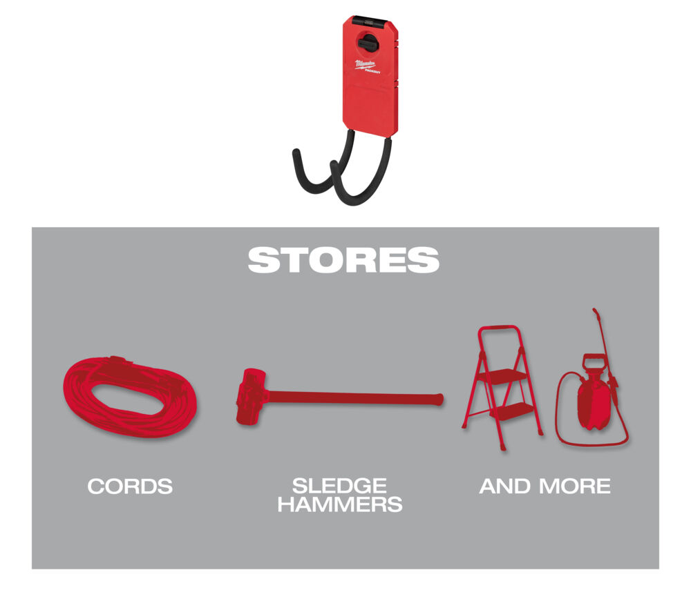Suitable for storing  cords, hammers, step stools
