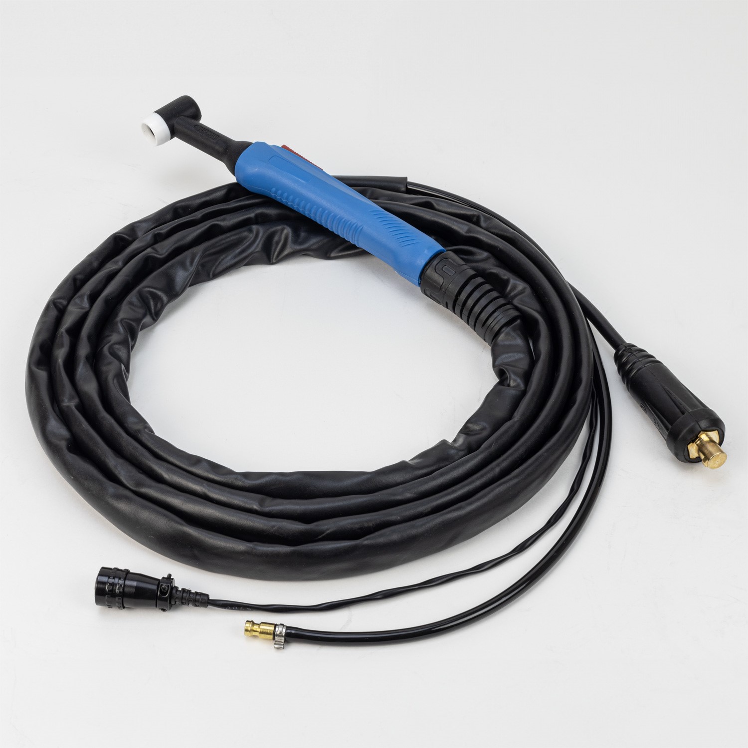 Supplied with 4mtr TIG torch, electrode holder with lead, earth clamp, gas hose and hose clamps.