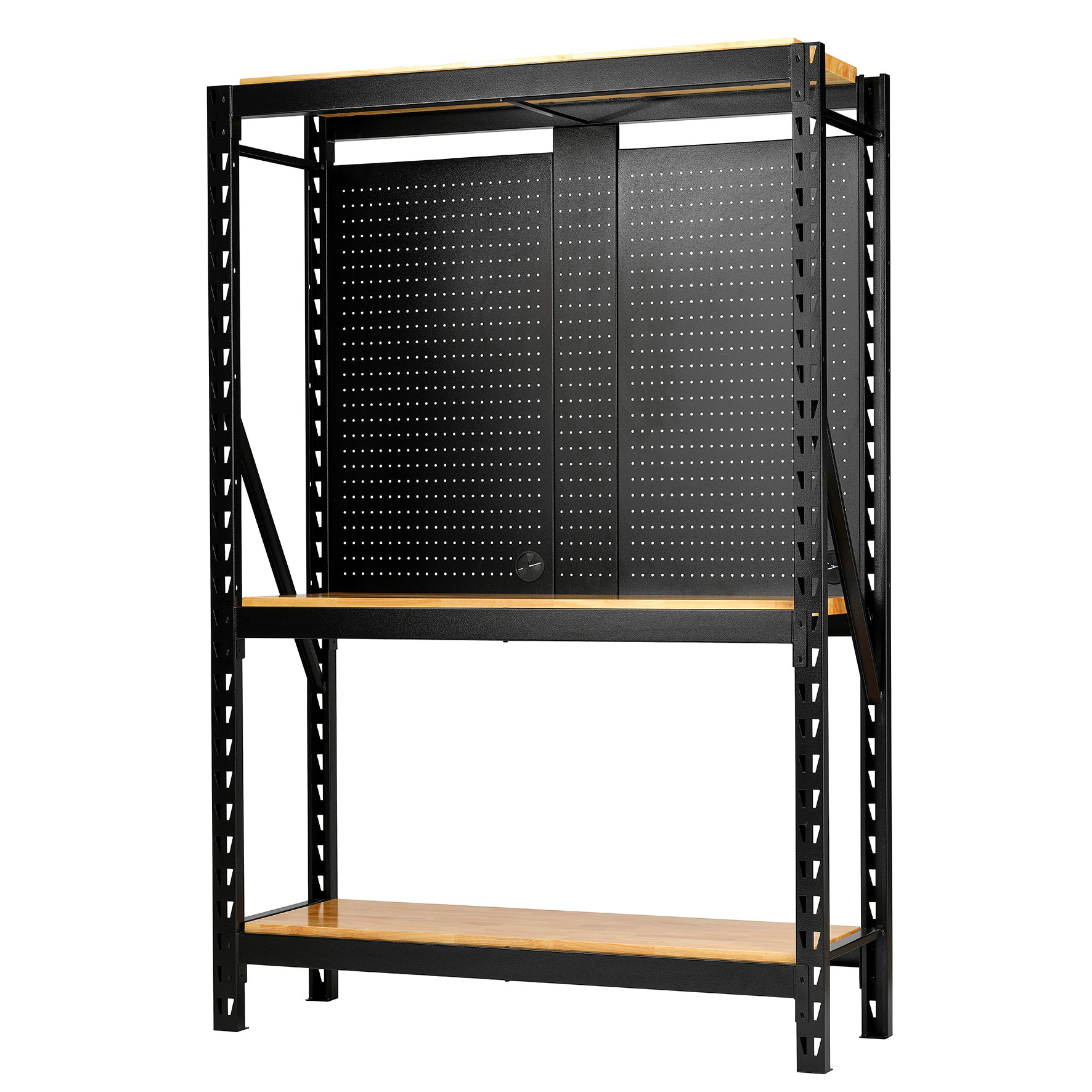 Bunker 17 Piece Modular 3 Tier Racking with Hardwood Shelving and Pegboards, 1500mm 27795