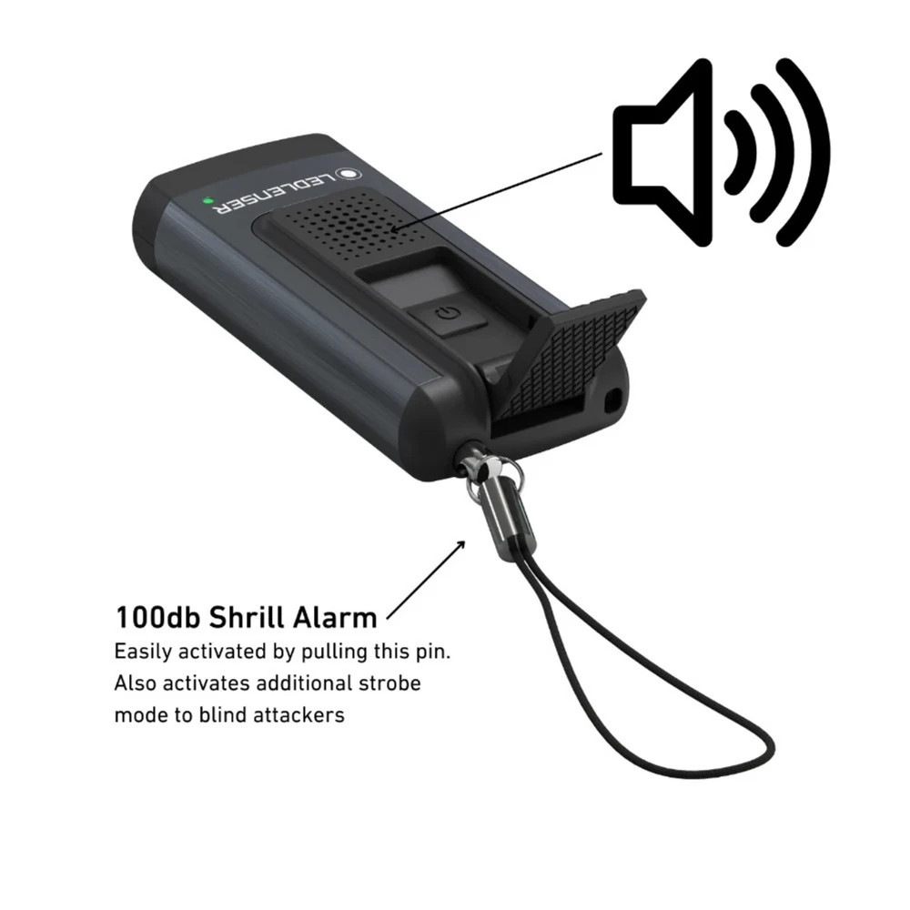 Ledlenser safety keyring torch with alarm