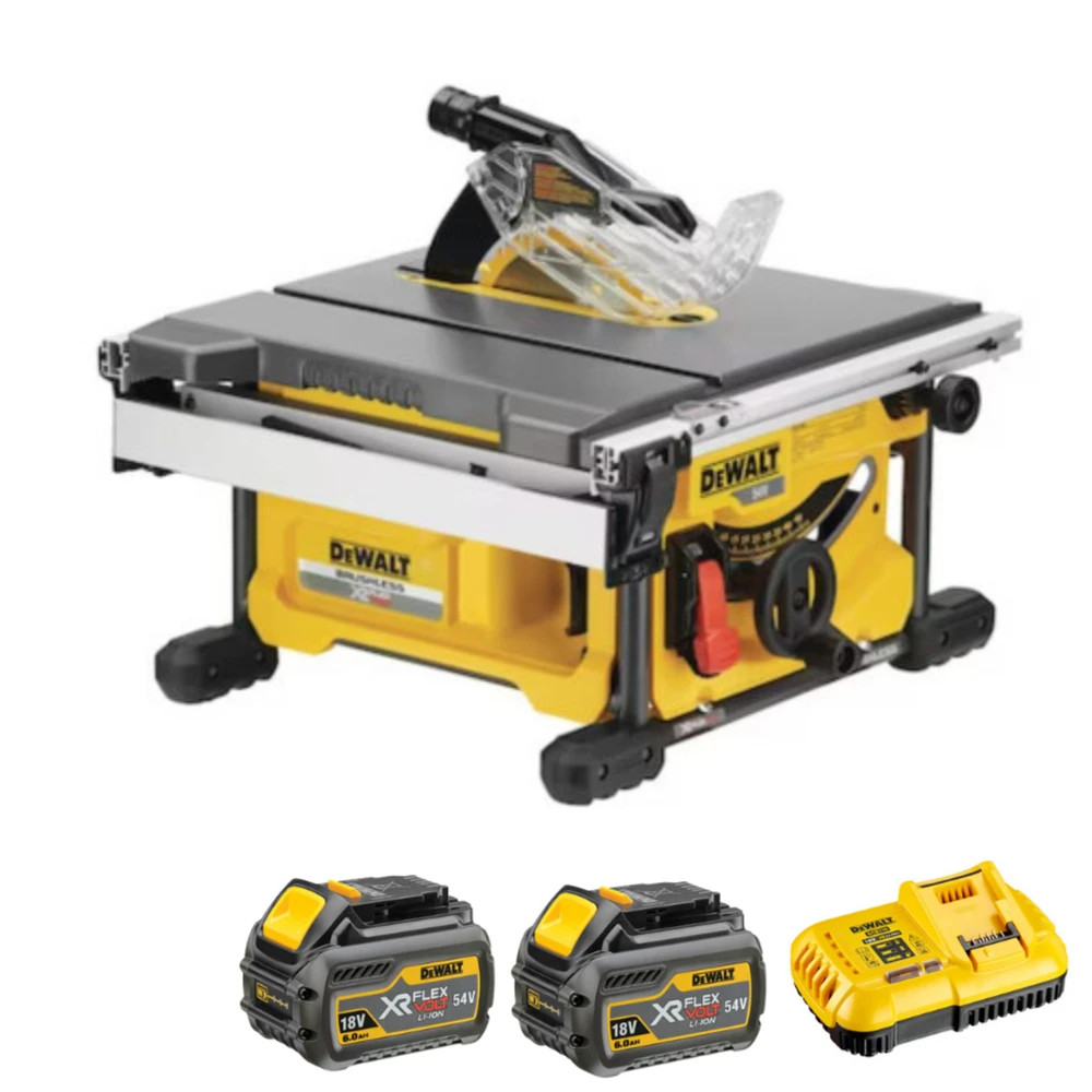 DeWalt 54v FlexVolt Brushless Cordless 210mm Table Saw Kit with 2x6.0Ah Batteries DCS7485T2