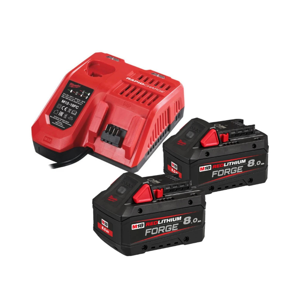 Milwaukee M18 8.0Ah Forge Batteries & Fast Charger Kit M18 FNRG-802