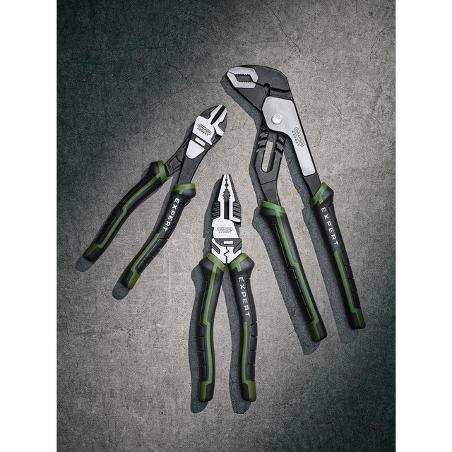 high leverage 190mm side cutters and 200mm combination pliers, plus 250mm water pump pliers