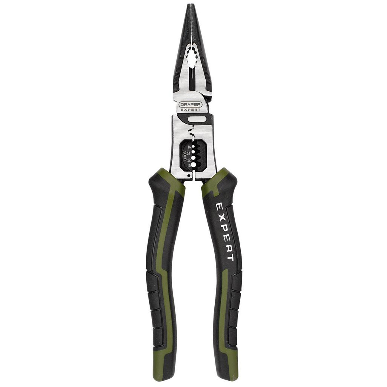 Draper 200mm DIY comfortable grip Long Nose Pliers with Wire Stripper