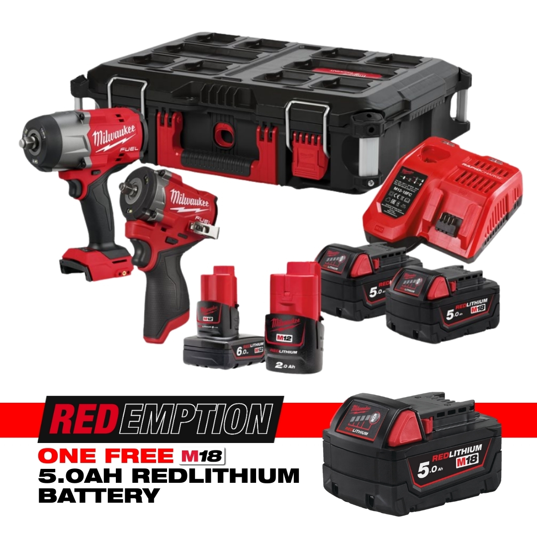 Milwaukee  M18 & M12 Fuel Impact Wrench Twin Pack M18FPP2AQ2-564P REDEMPTION